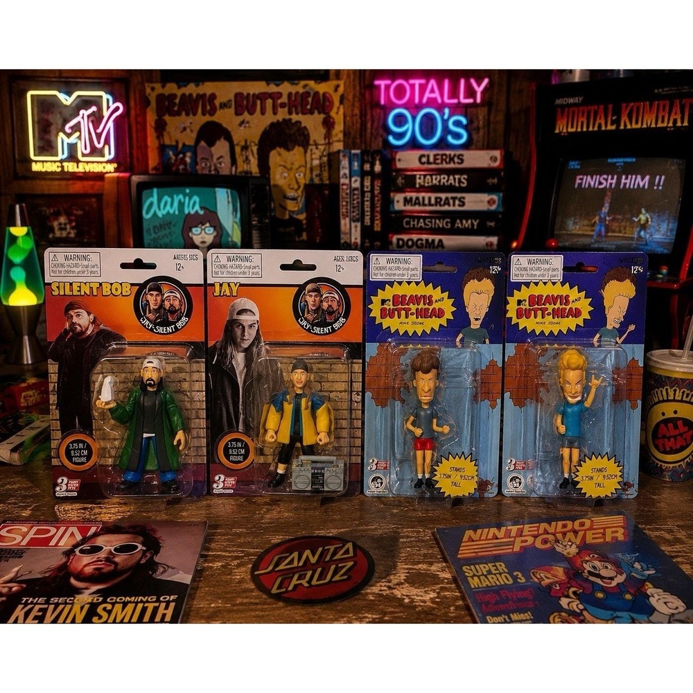 Super7 Beavis Butt-Head Jay Silent Bob ReAction Figures Lot of 4 New NIP MTV